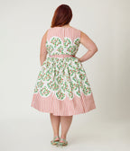 Preorder - Unique Vintage Plus Size Strawberry & Stripe Sleeveless Cotton Swing Dress - Unique Vintage - Womens, DRESSES, SWING