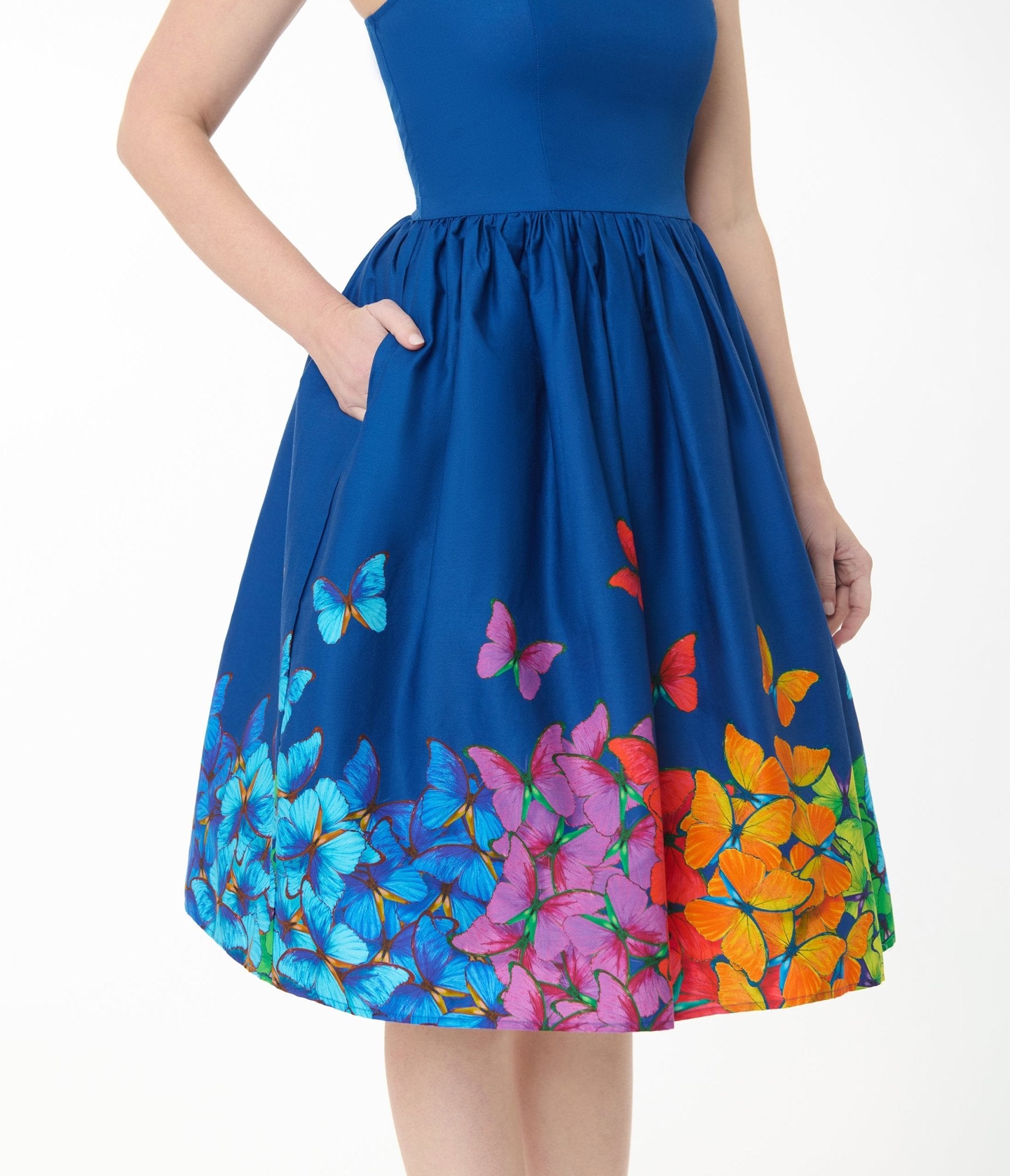 Preorder - Unique Vintage Rainbow Butterfly Cotton Bobbie Swing Dress - Unique Vintage - Womens, DRESSES, SWING