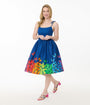 Unique Vintage Rainbow Butterfly Cotton Bobbie Swing Dress
