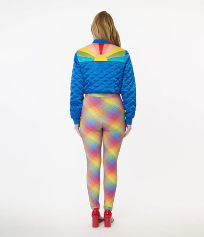 Preorder - Unique Vintage Rainbow Plaid High Waist Rizzo Cigarette Pants - Unique Vintage - Womens, BOTTOMS, PANTS