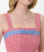 Preorder - Unique Vintage Red & Blue Gingham Swing Dress - Unique Vintage - Womens, DRESSES, SWING