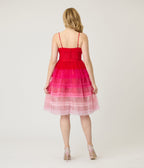 Preorder - Unique Vintage Red Ombre Tiered Sheer Midi Dress - Unique Vintage - Womens, DRESSES, PROM AND SPECIAL OCCASION