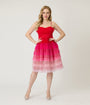 Unique Vintage Red Ombre Tiered Sheer Midi Dress
