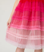 Preorder - Unique Vintage Red Ombre Tiered Sheer Midi Dress - Unique Vintage - Womens, DRESSES, PROM AND SPECIAL OCCASION