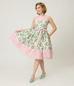 Preorder - Unique Vintage Strawberry & Stripe Sleeveless Cotton Swing Dress - Unique Vintage - Womens, DRESSES, SWING