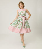 Preorder - Unique Vintage Strawberry & Stripe Sleeveless Cotton Swing Dress - Unique Vintage - Womens, DRESSES, SWING