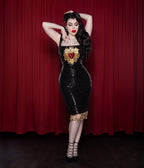 Preorder - Weasel Wear Black Sequin Sacred Heart Pencil Dress - Unique Vintage - Womens, DRESSES, FIT AND FLARE