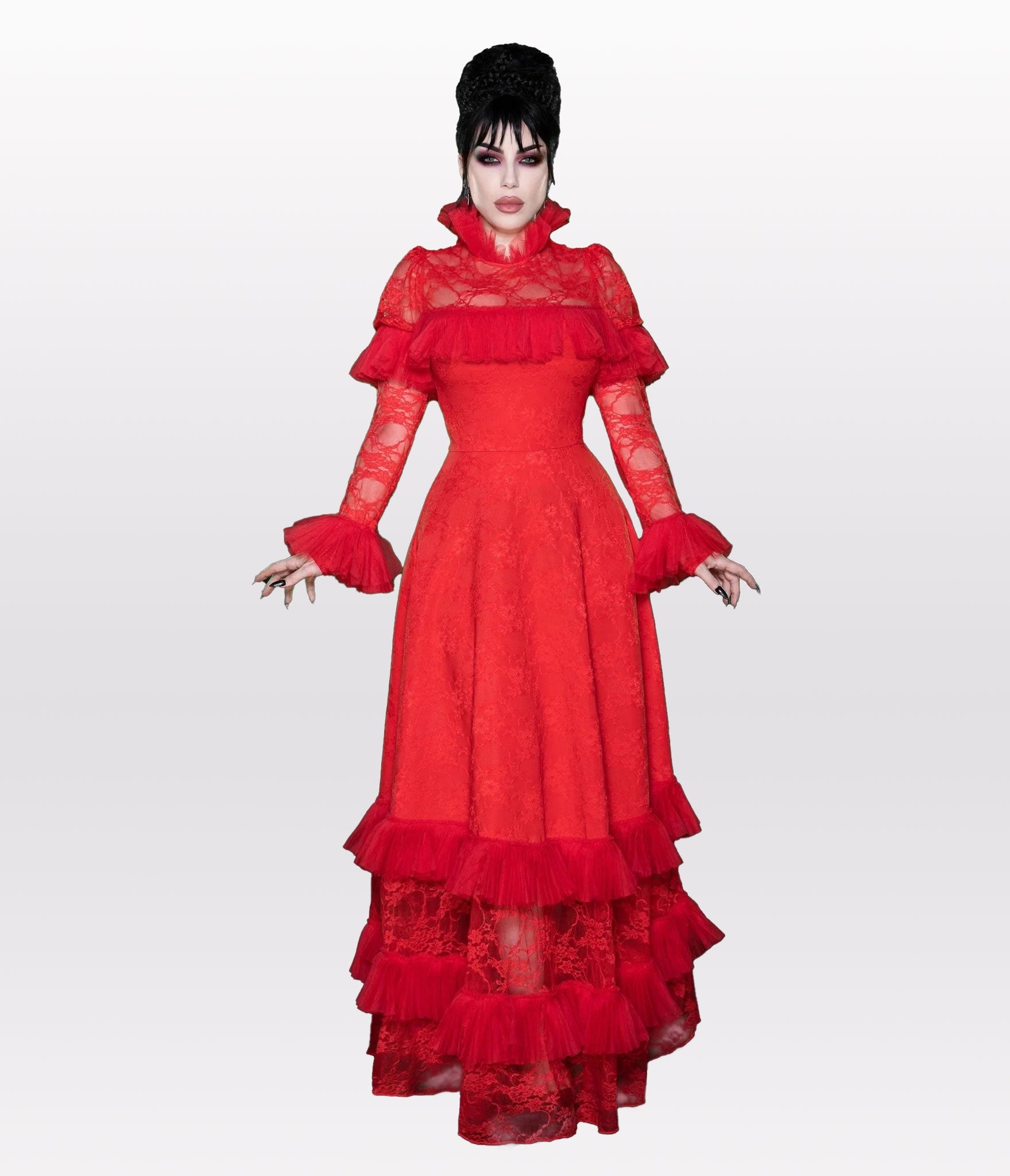 Preorder - Weasel Wear Red One Big Dark Room Lace Gown - Unique Vintage - Womens, DRESSES, MAXI