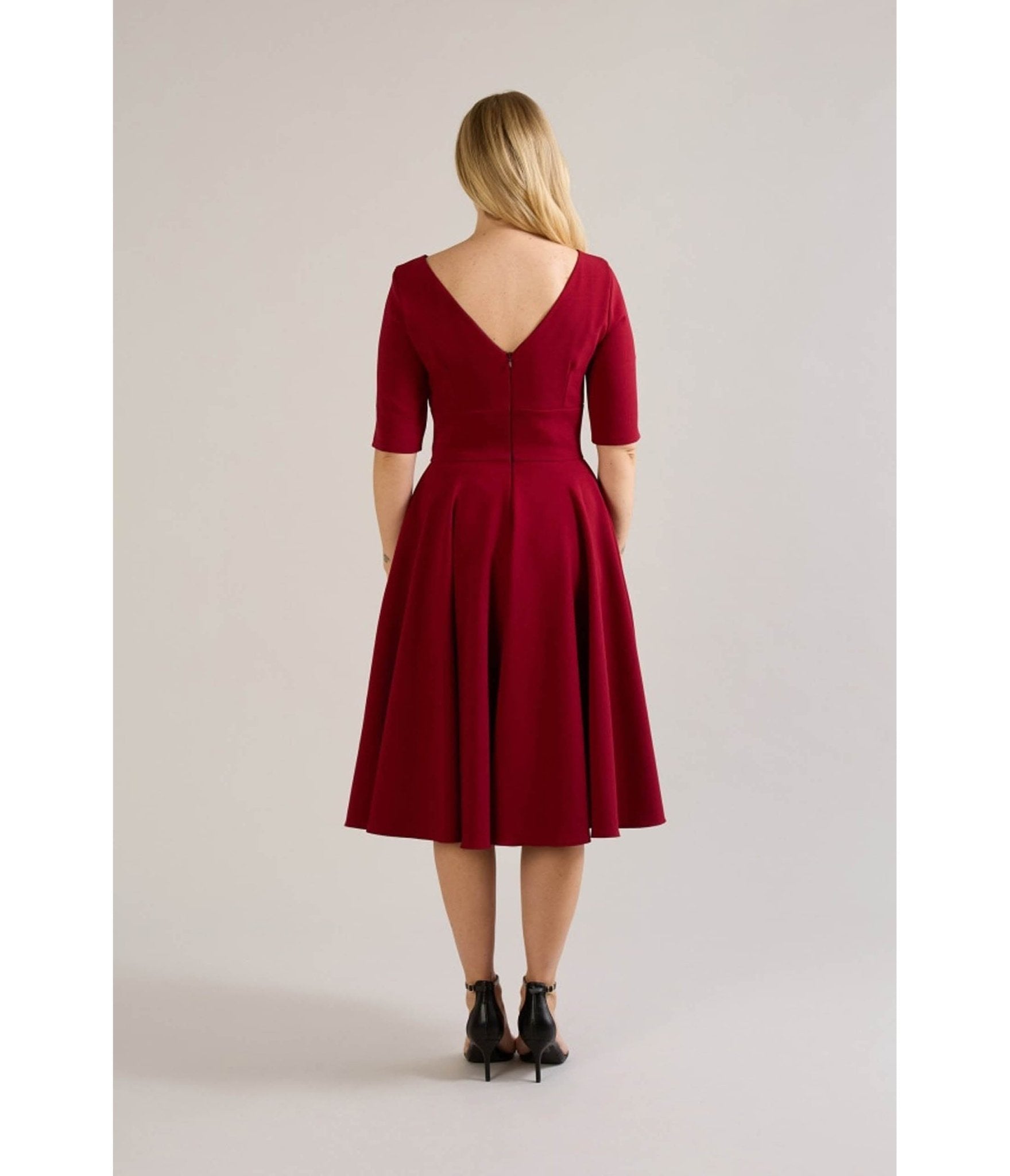 pretty ladies dresses Pretty Dress Company Bordeaux Hepburn Swing Dress – Unique Vintage