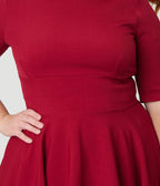 Pretty Dress Company Plus Size Bordeaux Hepburn Swing Dress - Unique Vintage - Womens, DRESSES, SWING