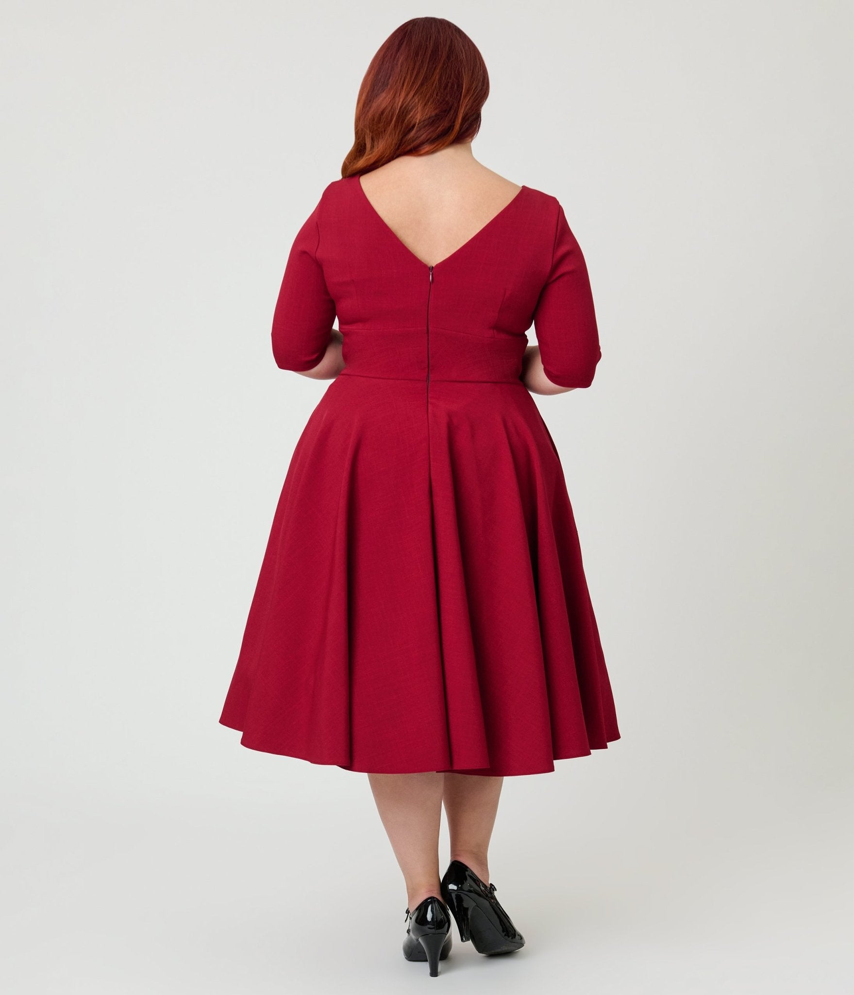 Pretty Dress Company Plus Size Bordeaux Hepburn Swing Dress - Unique Vintage - Womens, DRESSES, SWING