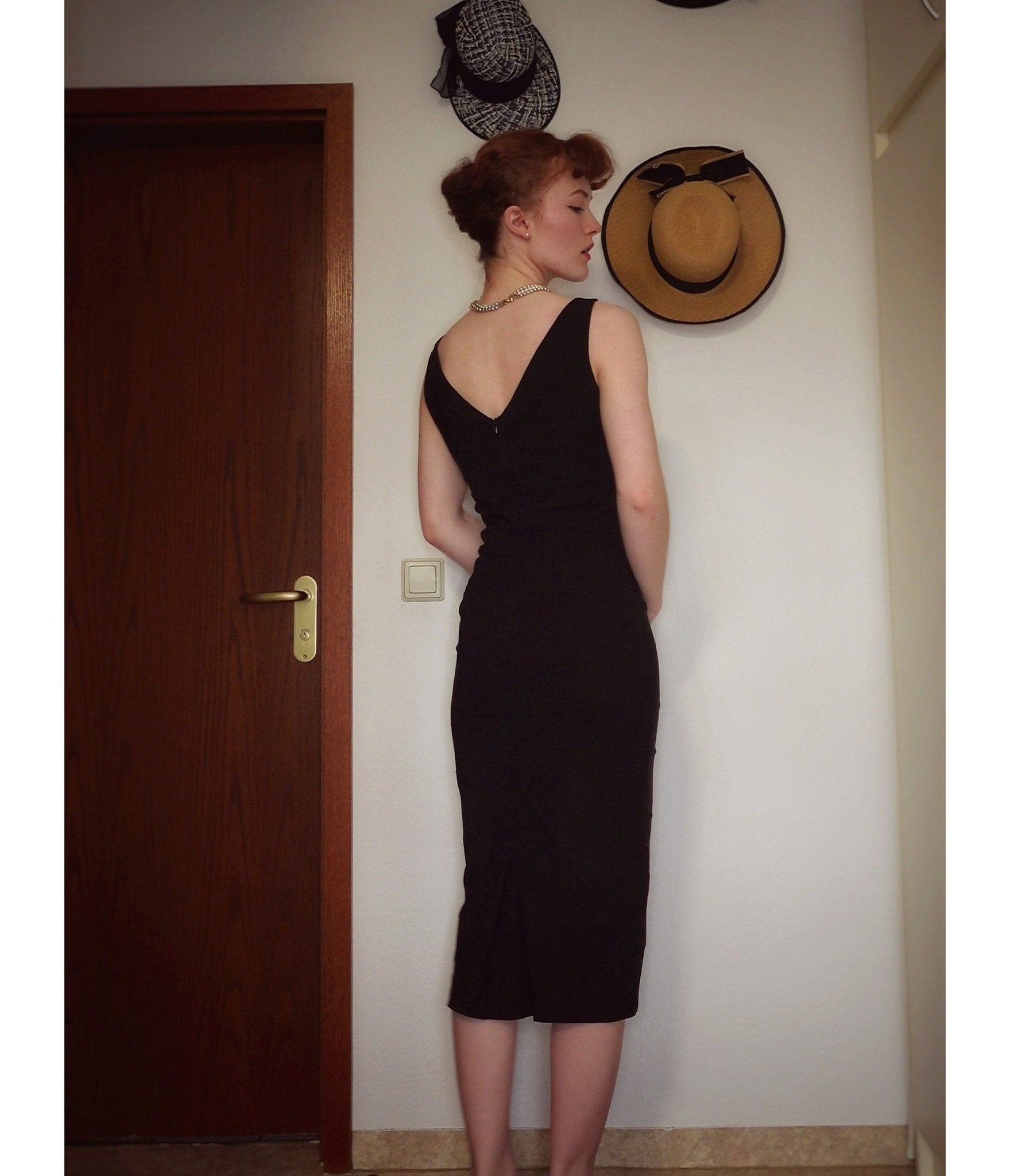 Pretty Retro Black Audrey Pencil Dress - Unique Vintage - Womens, DRESSES, MIDI