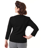 Pretty Retro Black Bardot Top - Unique Vintage - Womens, TOPS, WOVEN TOPS