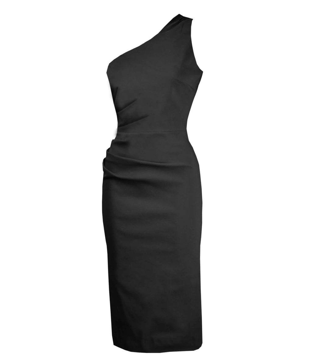 Pretty Retro Black Norma Wiggle Dress - Unique Vintage - Womens, DRESSES, MIDI
