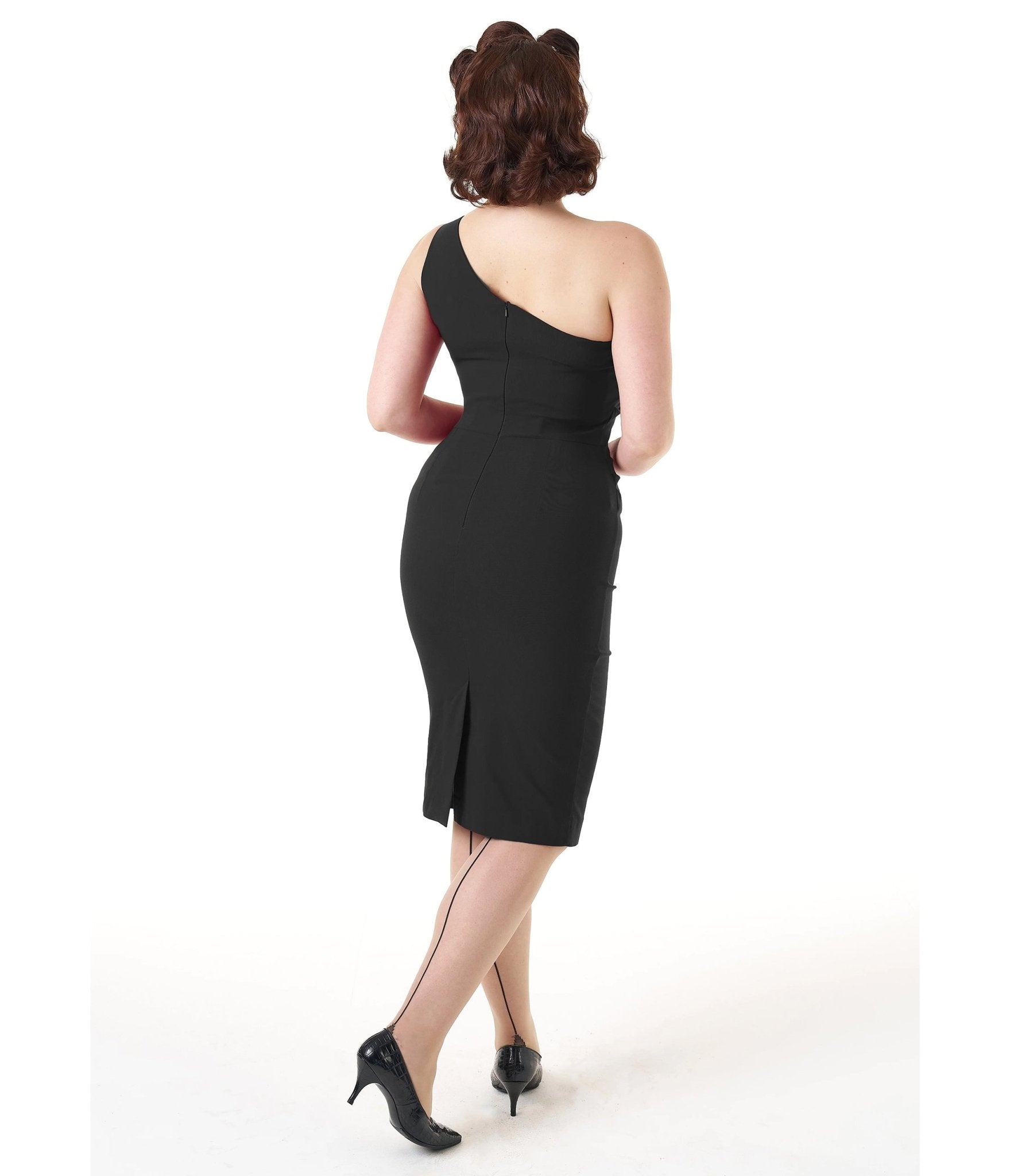 Pretty Retro Black Norma Wiggle Dress - Unique Vintage - Womens, DRESSES, MIDI