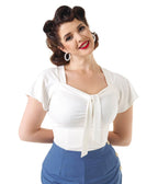 Pretty Retro Ivory Pretty Self Tie Top - Unique Vintage - Womens, TOPS, WOVEN TOPS