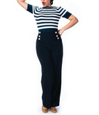 Pretty Retro Navy Sailor Slacks - Unique Vintage - Womens, BOTTOMS, PANTS