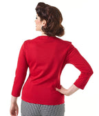 Pretty Retro Red Bardot Top - Unique Vintage - Womens, TOPS, WOVEN TOPS