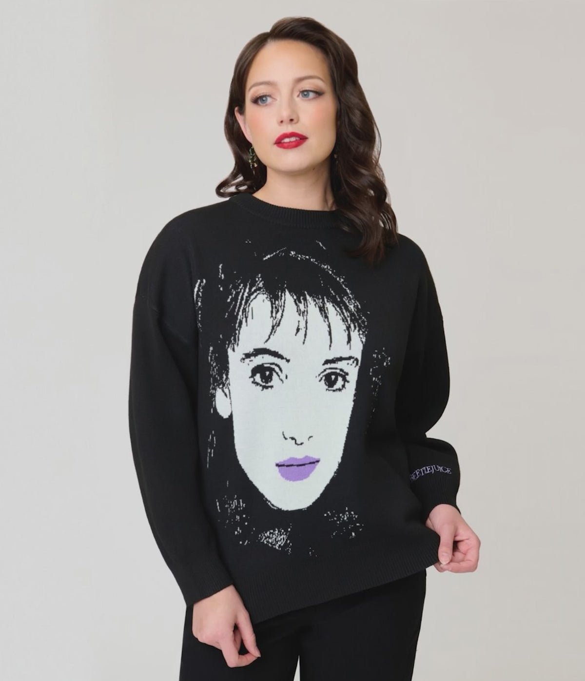 Beetlejuice x Unique Vintage Black Lydia Deetz Long Sleeve Sweater