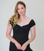 Unique Vintage Black Velvet Bernadette Top