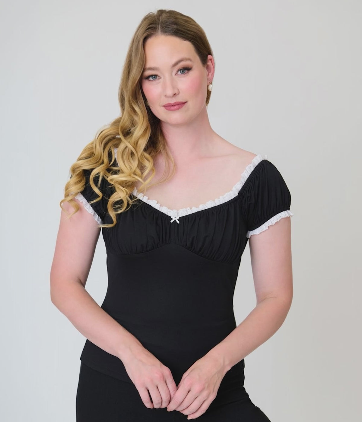 Unique Vintage Black Velvet Bernadette Top