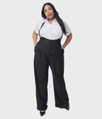 Unique Vintage Plus Size 1930s Black & White Pin Stripe Thelma Suspender Pants