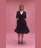 Unique Vintage Black Delores Swing Dress with Sleeves