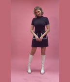 Smak Parlour Black Mock Turtleneck Wave Maker Mini Dress