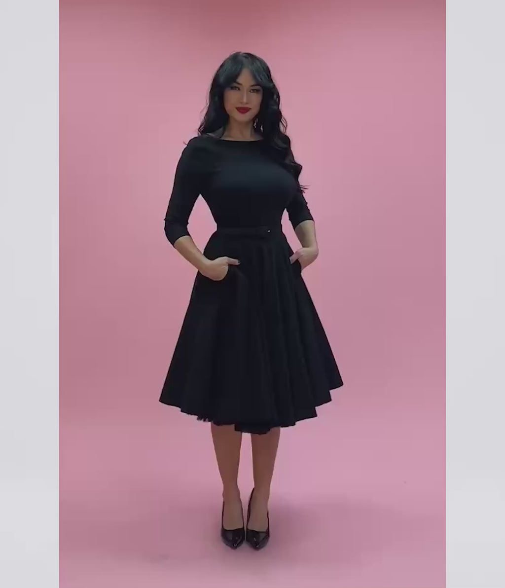 Unique Vintage Black Devon Swing Dress