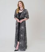 Unique Vintage Black Mesh & Silver Spiderweb Duster