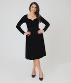 Unique Vintage 1950s Black Velvet Sweetheart Sharon Swing Dress