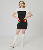 Smak Parlour Black & Rainbow Pockets Shift Dress