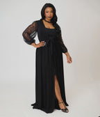 Unique Vintage Plus Size Black Lace Hollywood Duster