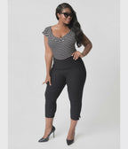 Unique Vintage Plus Size 1950s Black High Waist Rachelle Capri Pants