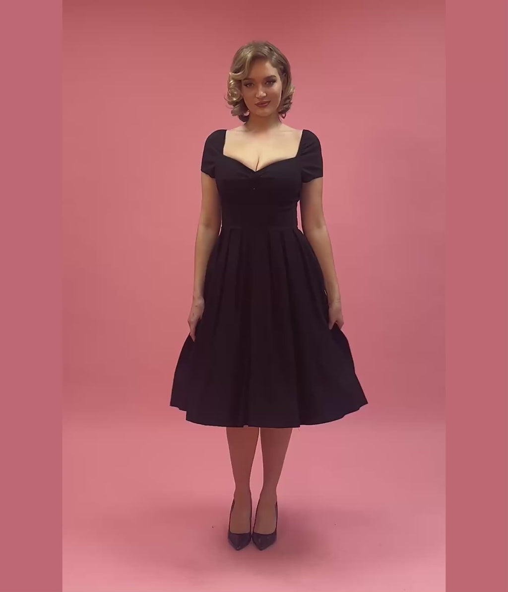 Unique Vintage Black Sweetheart Midge Swing Dress