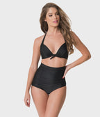Unique Vintage All Black Monroe High Waist Bikini Bottom