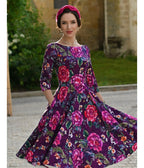 Purple Floral Bea Swing Dress - Unique Vintage - Womens, DRESSES, SWING