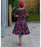 Purple Floral Bea Swing Dress - Unique Vintage - Womens, DRESSES, SWING
