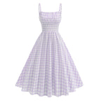 Purple Gingham Spaghetti Strap Swing Dress - XLarge - Unique Vintage Purple Gingham Spaghetti Strap Swing Dress - XLarge - Unique Vintage