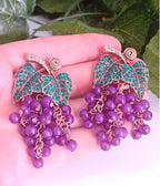 Purple Grape Dangle Earrings - Unique Vintage - Womens, ACCESSORIES, JEWELRY