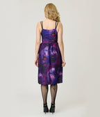 Purple Spooky Forest Jack - O - Lantern Print Swing Dress - Unique Vintage - Womens, DRESSES, SWING