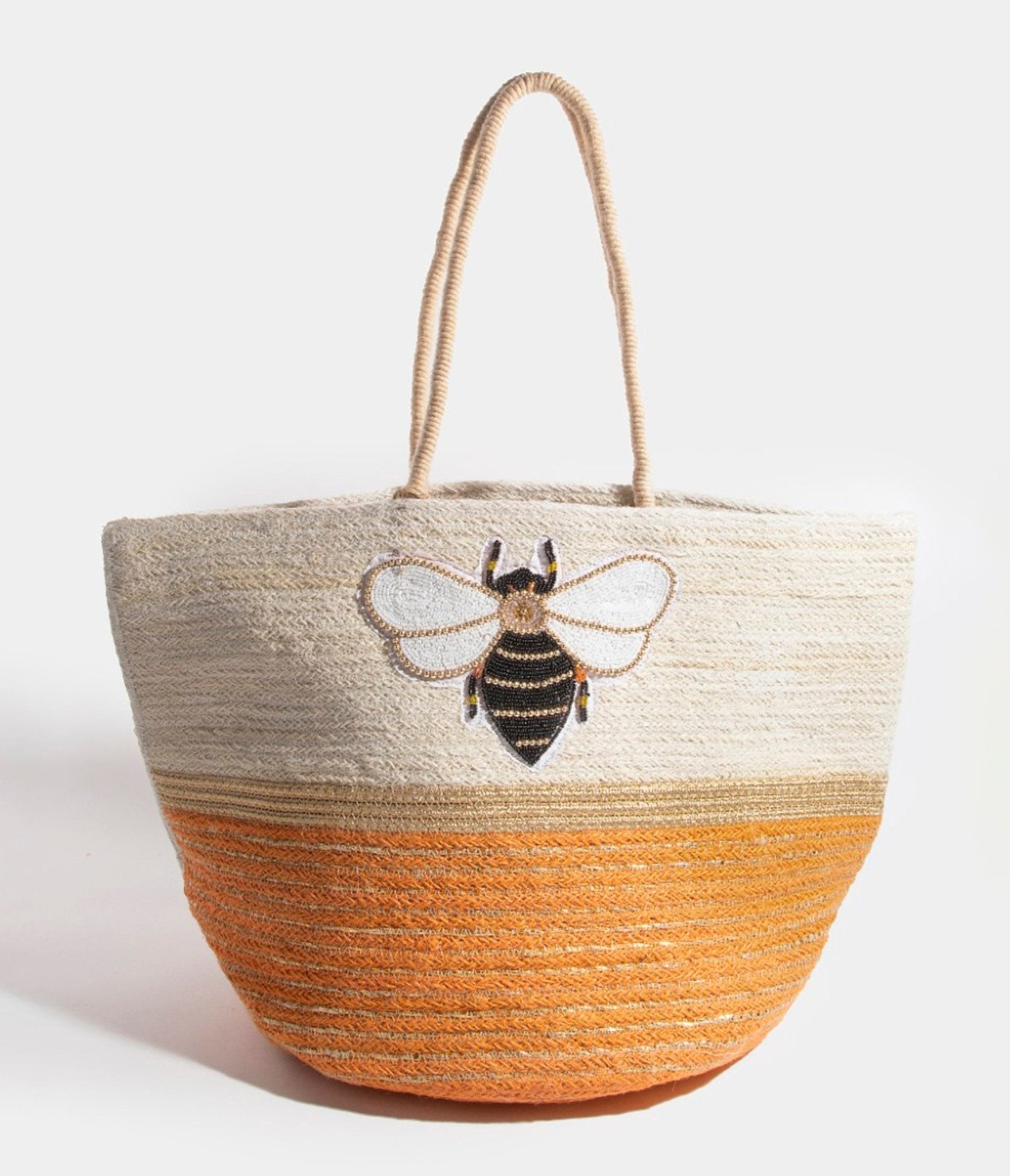 Queen Bee Jute Tote Bag - Unique Vintage - Womens, ACCESSORIES, HANDBAGS