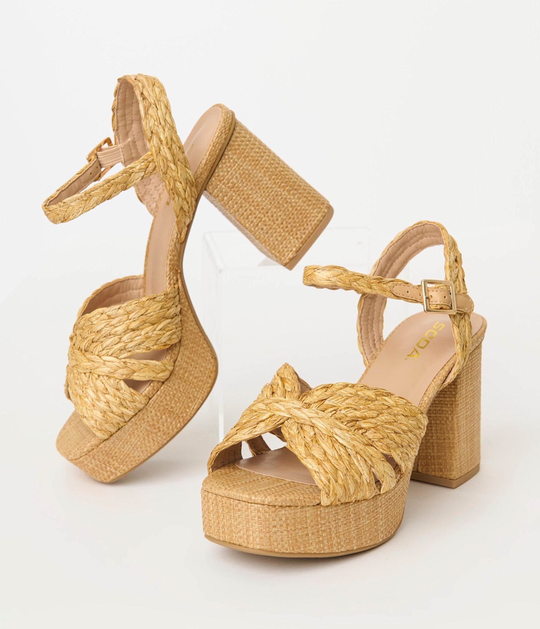 Raffia Teacup Platform Heels - Unique Vintage - Womens, SHOES, HEELS