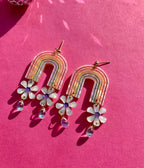 Rainbow Arch & Floral Earrings - Unique Vintage - Womens, ACCESSORIES, JEWELRY