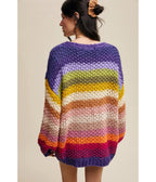 Rainbow Crochet Open Cardigan - Unique Vintage - Womens, TOPS, SWEATERS