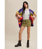 Rainbow Crochet Open Cardigan - Unique Vintage - Womens, TOPS, SWEATERS