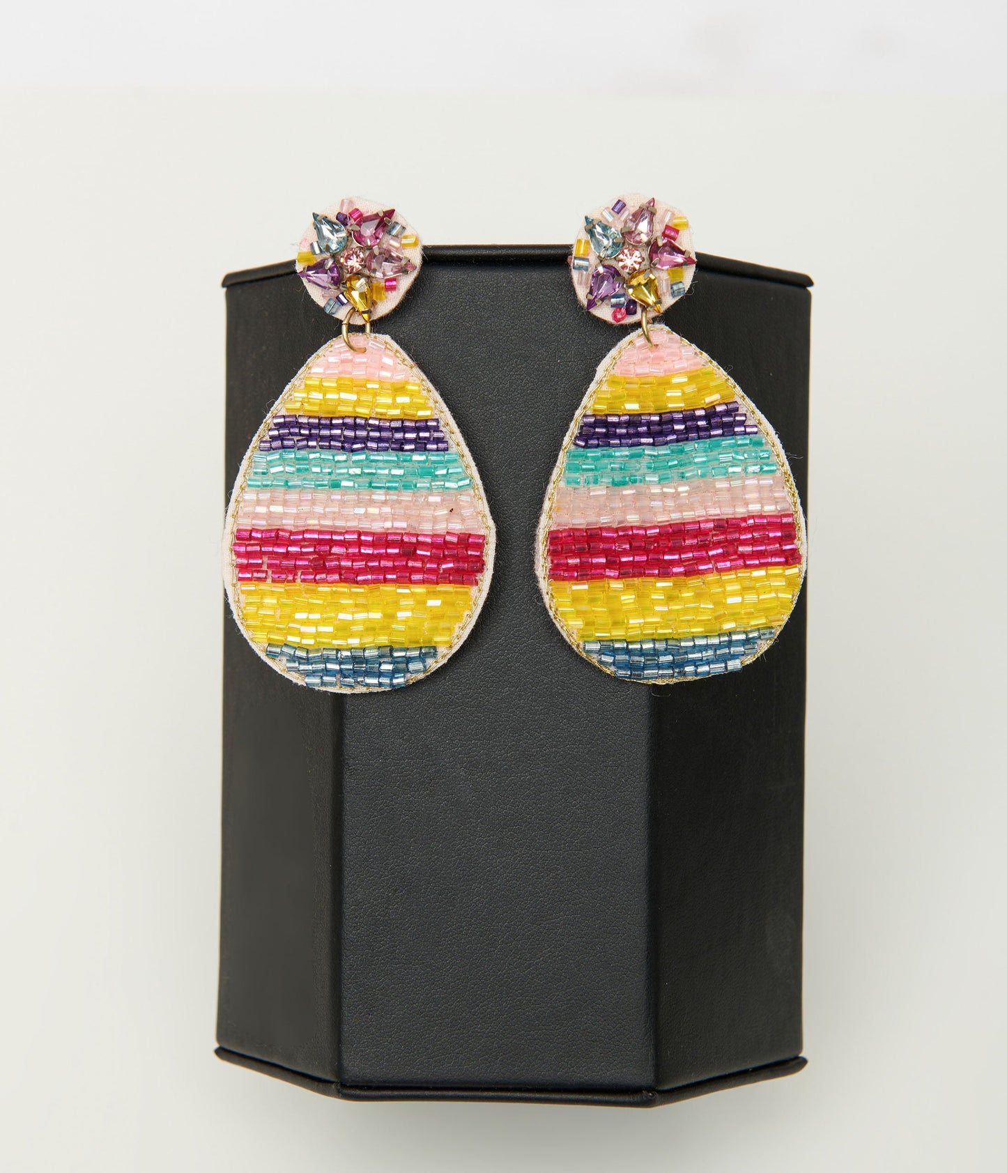 Rainbow Egg Beaded Drop Earrings - Unique Vintage - Womens, ACCESSORIES, JEWELRY