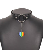 Rainbow Heart Leatherette Choker - Unique Vintage - Womens, ACCESSORIES, JEWELRY
