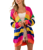 Rainbow Oversized Chunky Cardigan - Unique Vintage - Womens, TOPS, SWEATERS