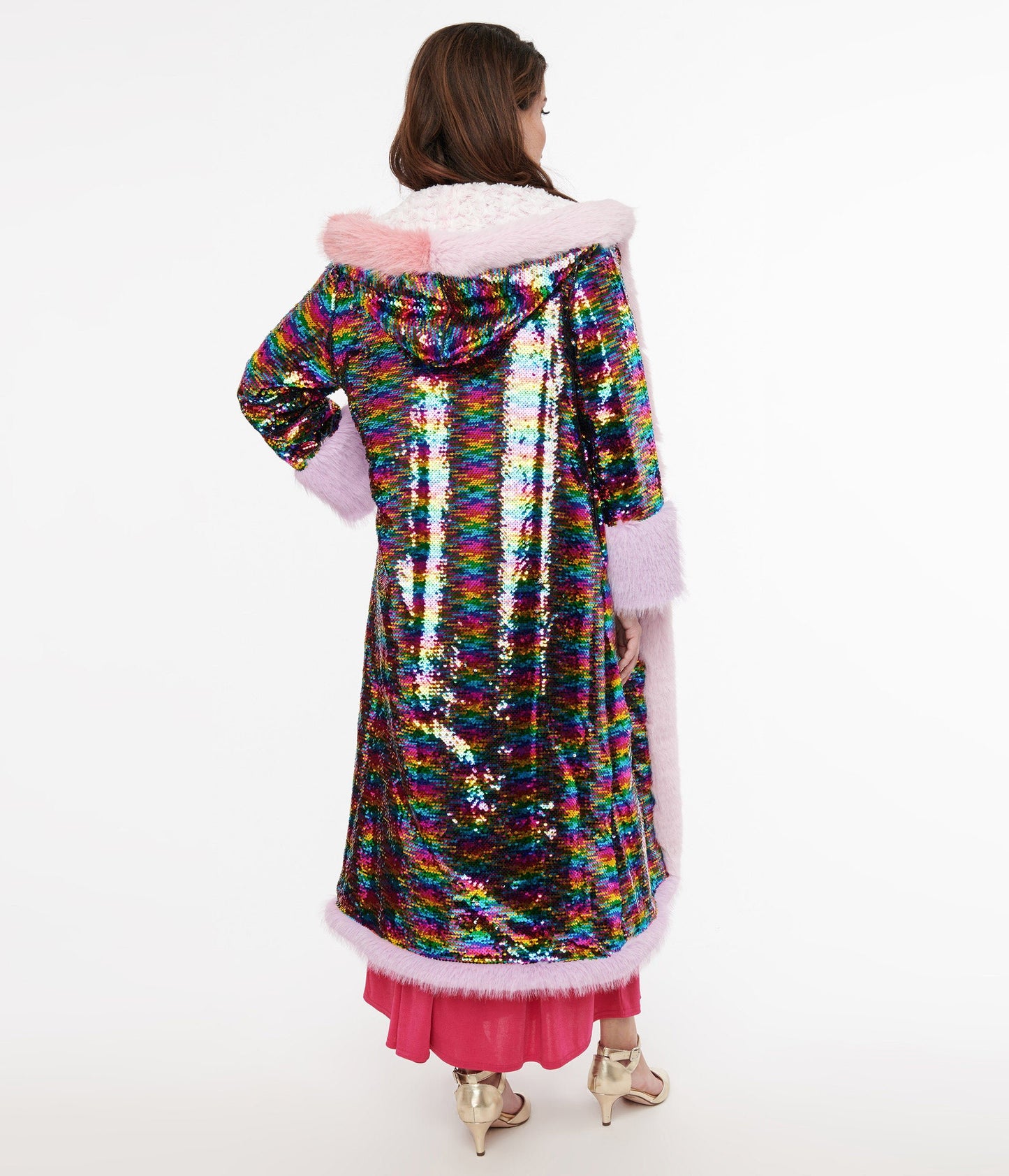 Rainbow Sequin Long Coat - Unique Vintage -